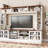 95.5" W Wall Unit Entertainment Center with Bookshelves for TVs up to 80", Modern TV Stand Media Console with Cabinets,  Tempered Glass Doors and Adjustable Shelves for Living Room-245244134-255265317