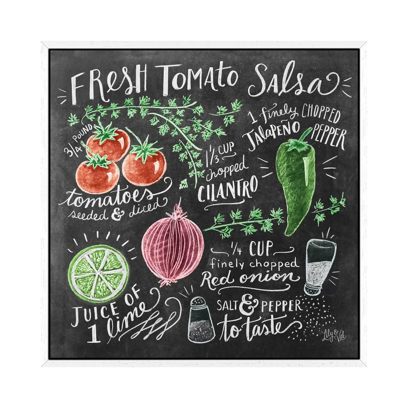 Fresh Tomato Salsa Recipe - Print on Canvas, White Floater Framed, 66.04cm H x 66.04cm W x 3.81cm D
