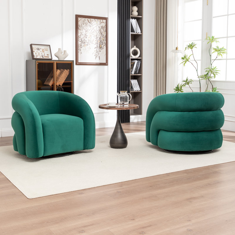 Fauteuil demi-tonneau pivotant rembourré Coyle, Vert