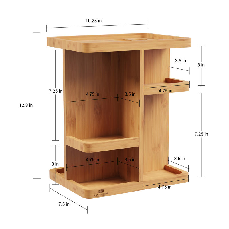 Rotating Rectangular Tabletop Makeup Organizer