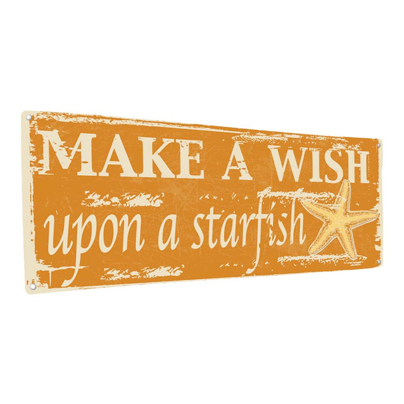 Plaque en métal «Make A Wish On A Starfish», H 11,5 po x l 31 po