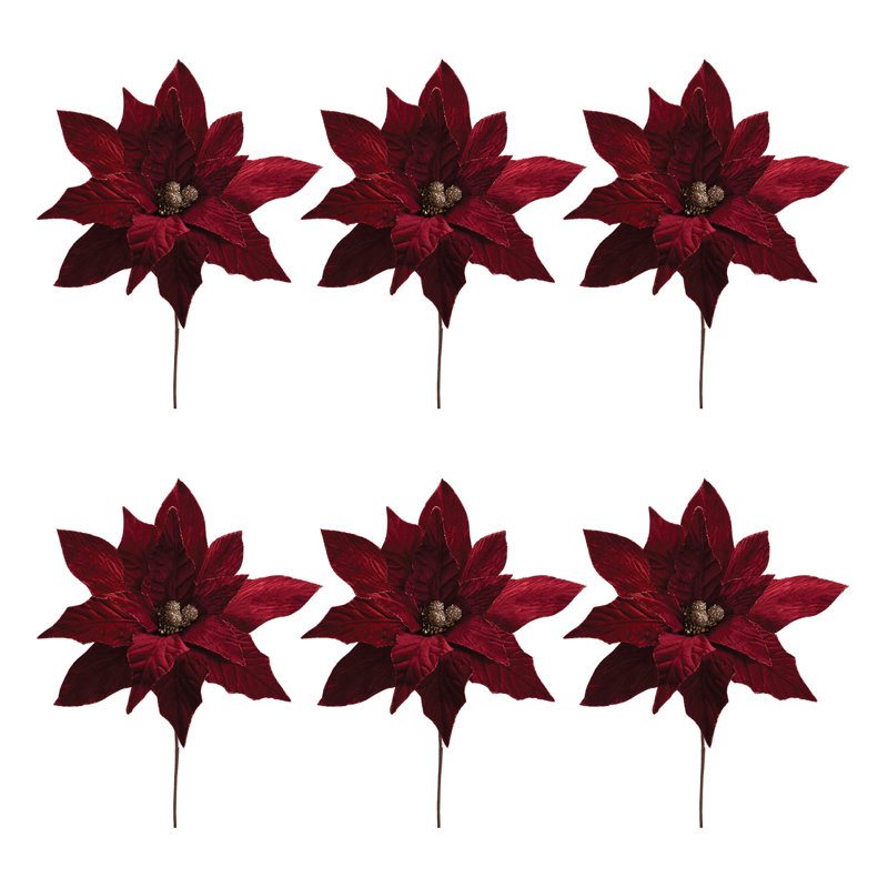 Tige de fleur de poinsettia scintillante, H 31 po x l 17 po x P 10,5 po, Rouge / doré