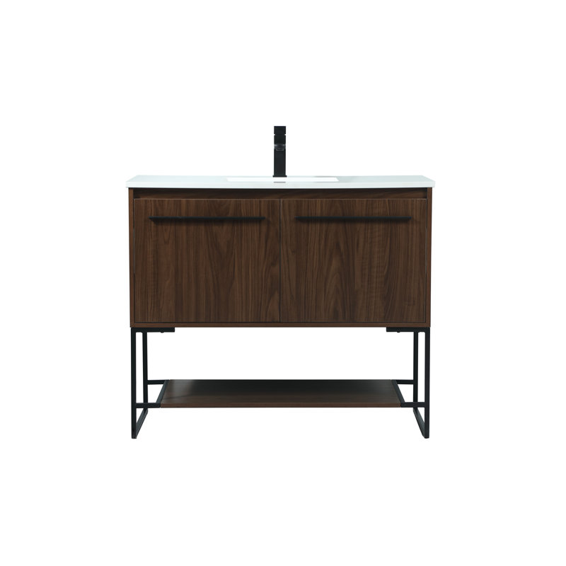 Ensemble de meuble-lavabo simple 40 po Rozell, Noyer