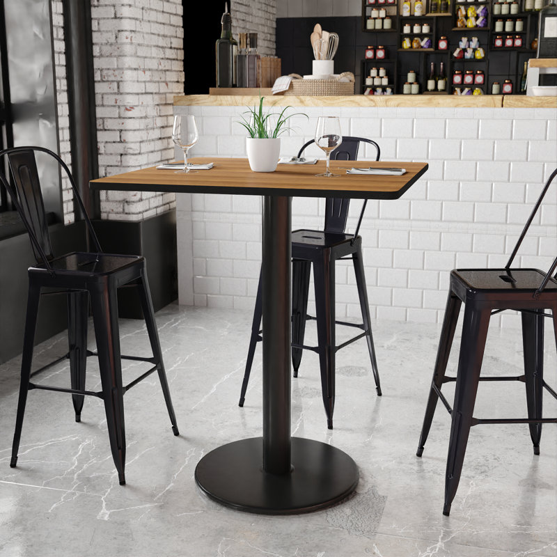 Plateau de table stratifié carré Jack avec base à hauteur de table, H 43,12 po x l 36 po x P 36 po, Noyer