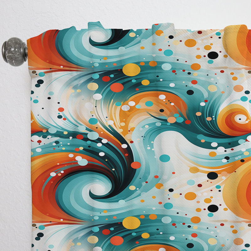 Rideau obscurcissant à motif géométrique bleu sarcelle et orange Enchanted, L 52 po x L 108 po