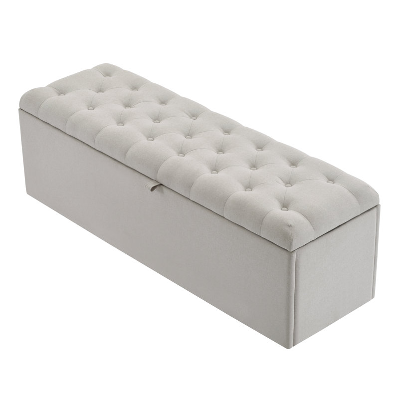 Upholstered Storage Bench, Beige