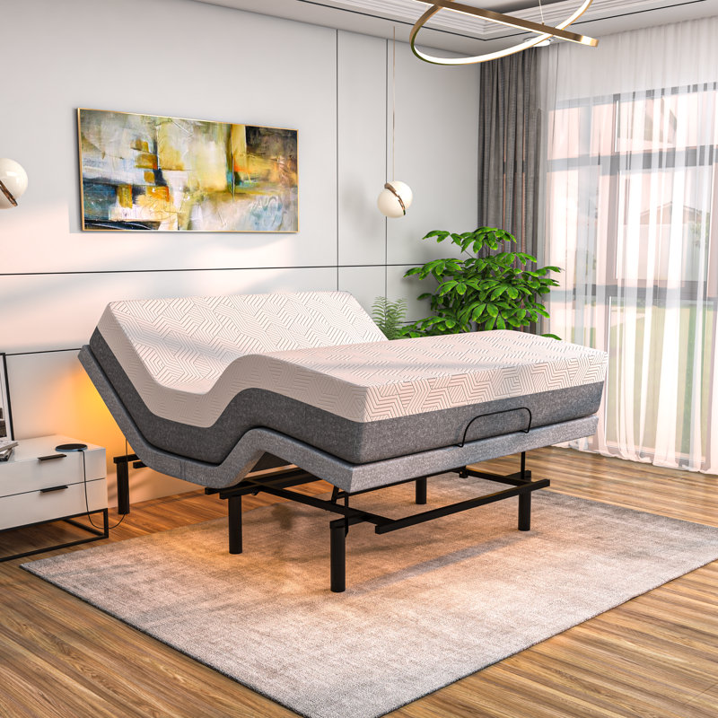Sf Adjustable Bed With 10" Memory Mattress Included Massage, Usb, Underbed Light, Wireless Remote & App Control