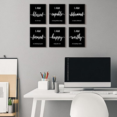 Inspirational Wall Decor Motivational Quotes Framed Wall Art Encouraging Office Positive Affirmations Sayings For Kids Classroom Bedroom Living Room R
