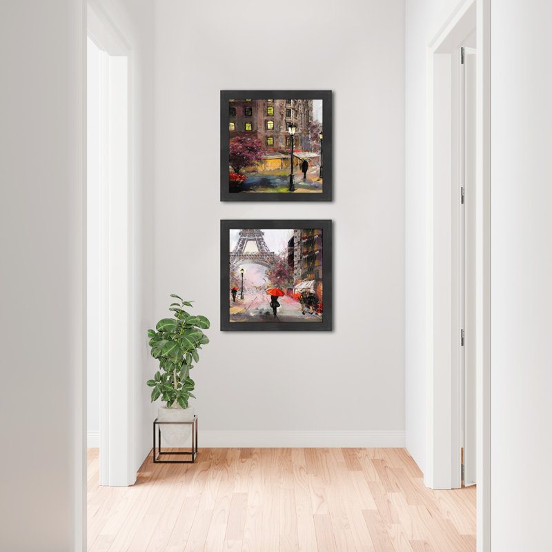 Ensemble de 2 peintures encadrées