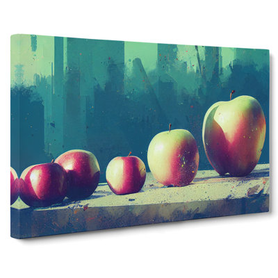 Line Of Apples Fruit - Wrapped Canvas