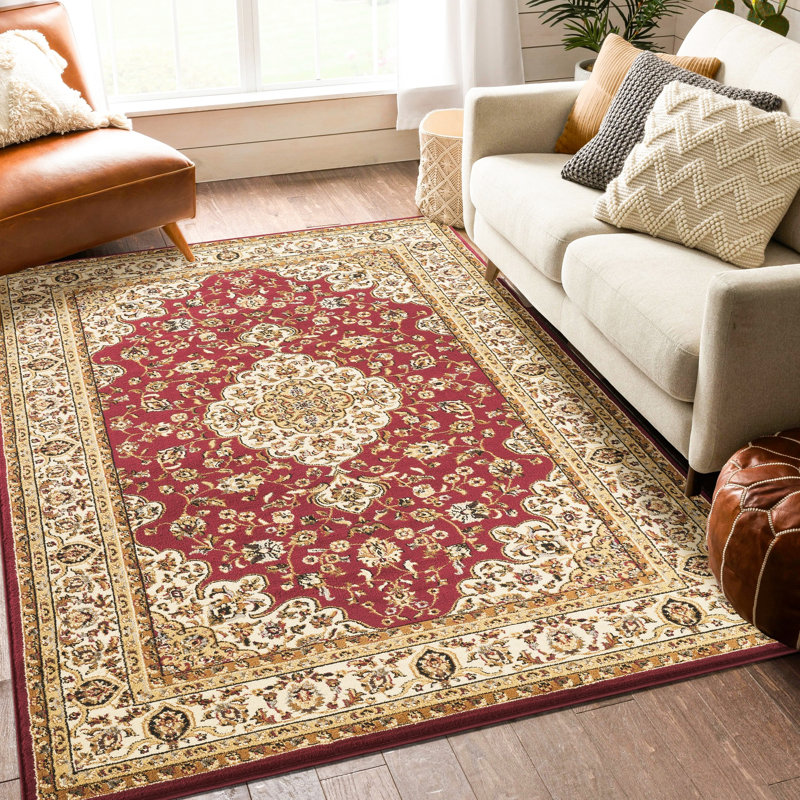 Classic 5 Ft. 3 In. X 7 Red Area Rug, Polypropylene Base Matter, 87 Product Depth, 63 Width Rug Featuring A Medallion,