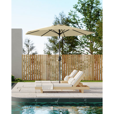 Parasol de patio, parasol de table extérieur de 9 pi avec manivelle et inclinaison à bouton-poussoir, 8 baleines robustes pour terrasse, cour