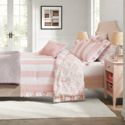 Striped and Toile Comforter Set