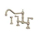 Edwardian™ Perrin and Rowe® Provence Two Handle Widespread Bridge Faucet with Side Spray Rinse