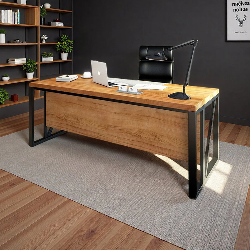 Bureau minimaliste de style industriel, H 29,53 po x l 62,99 po x P 27,56 po