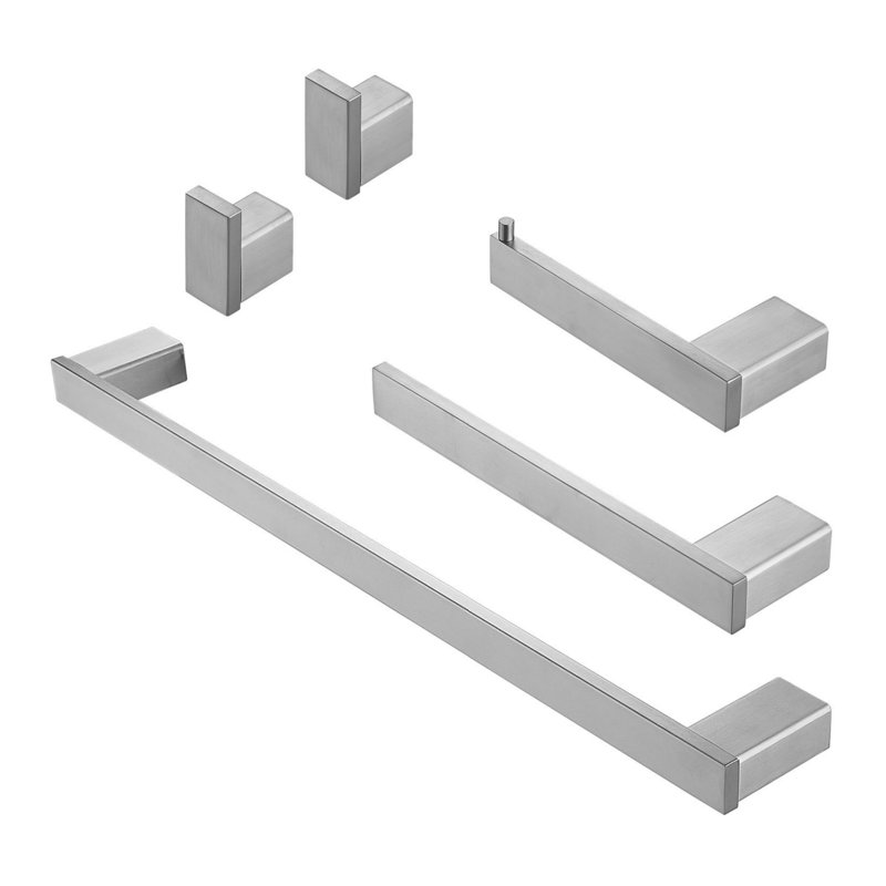 5-Piece Bathroom Hardware Set, Including Towel Bar, Towel Hook, And Toilet Paper Holder, Suitable For Kitchens, Bedrooms, And Living Rooms (Brushed Tin)