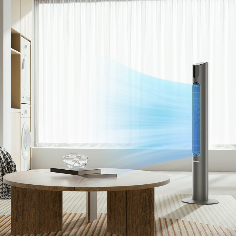 Space Gray 45" Bladeless Oscillating Tower Fan with Remote