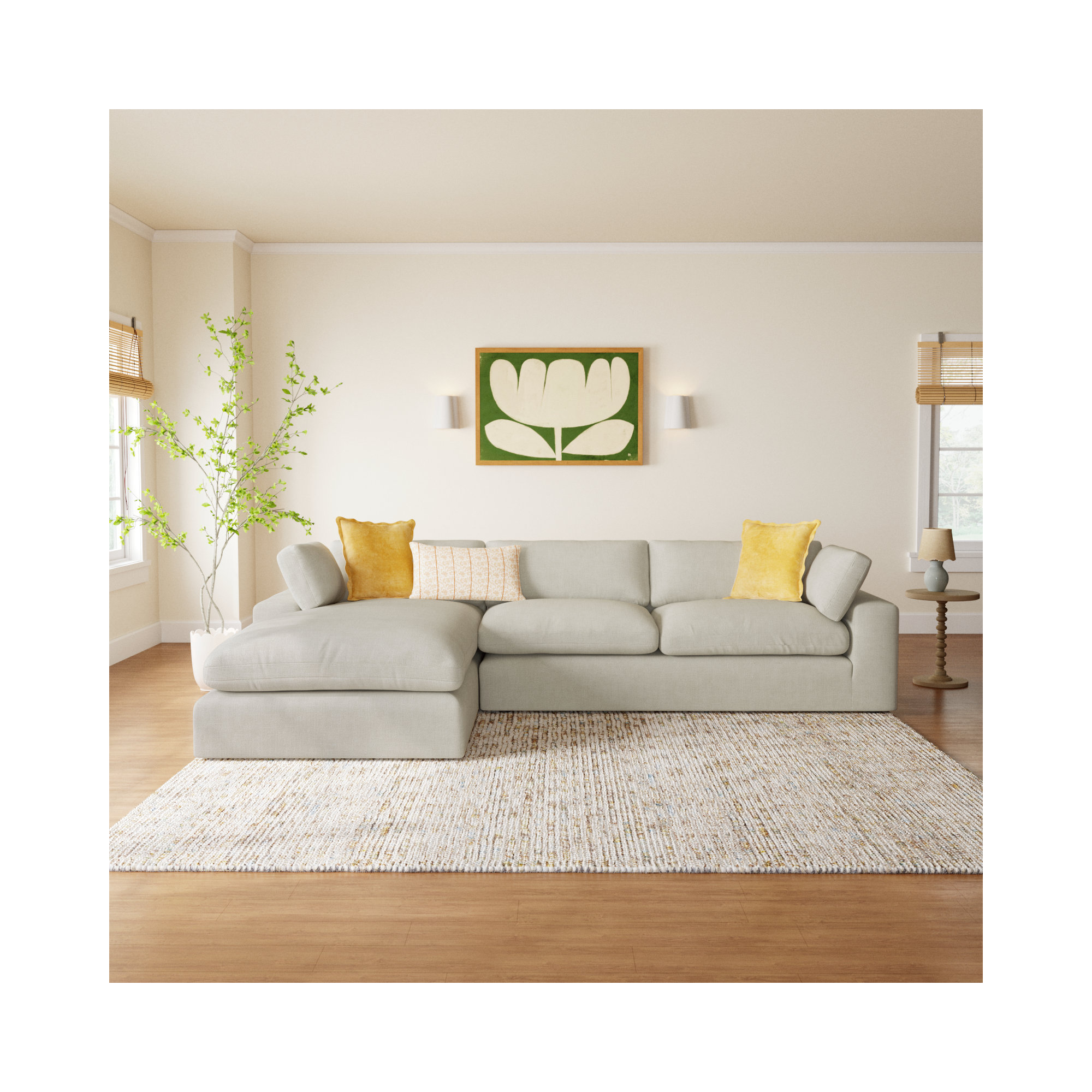 Asher 2 - Piece Upholstered Chaise Sectional, Left Hand Facing, Effie Linen Performance Linen