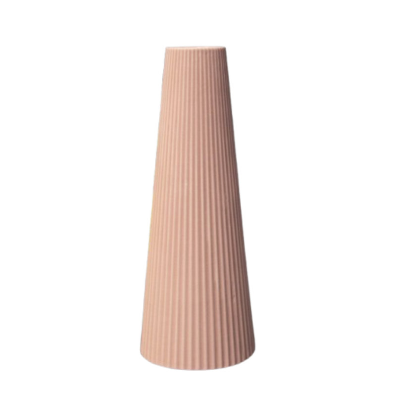 Vase rond en céramique fini mat rose, H 10 po x l 4 po x P 4 po, Rose