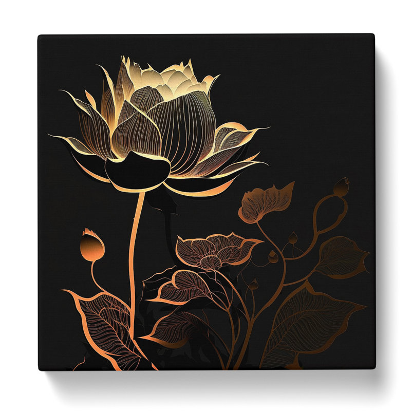 Lotus Flower Silhouette - Wrapped Canvas, 50cm H x 50cm W