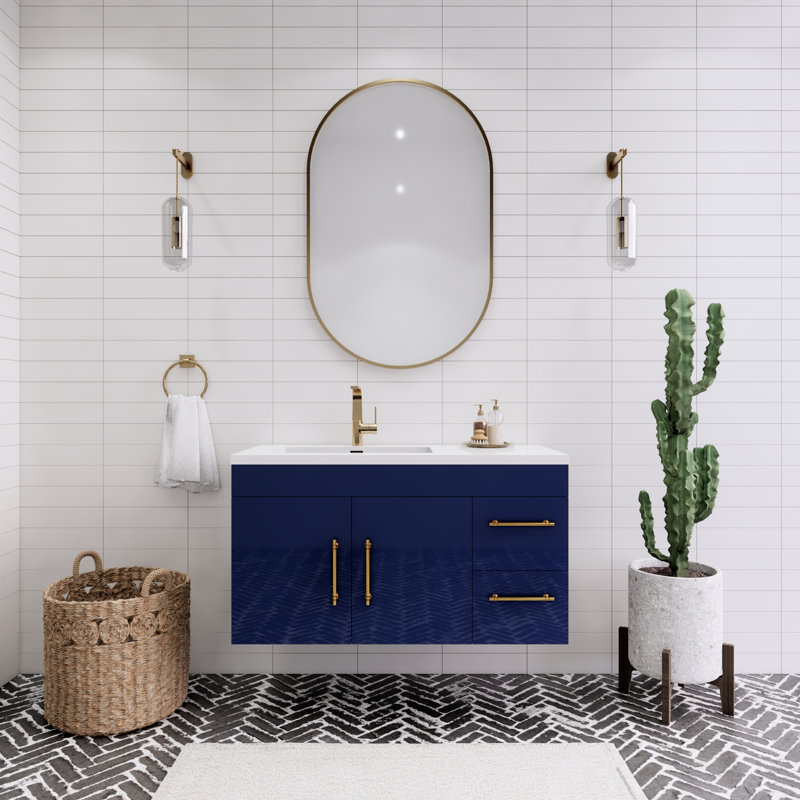 Ensemble de meuble-lavabo simple 42 po Trevah, Bleu nuit