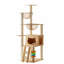 Tour à chat 59 po moderne, tour à chat en bois pour chats d'intérieur, arbre à chat avec poteaux à griffes recouverts de sisal et perchoir supérieur, maisonnette pour chat avec hamac en acrylique pour petits et grands chats