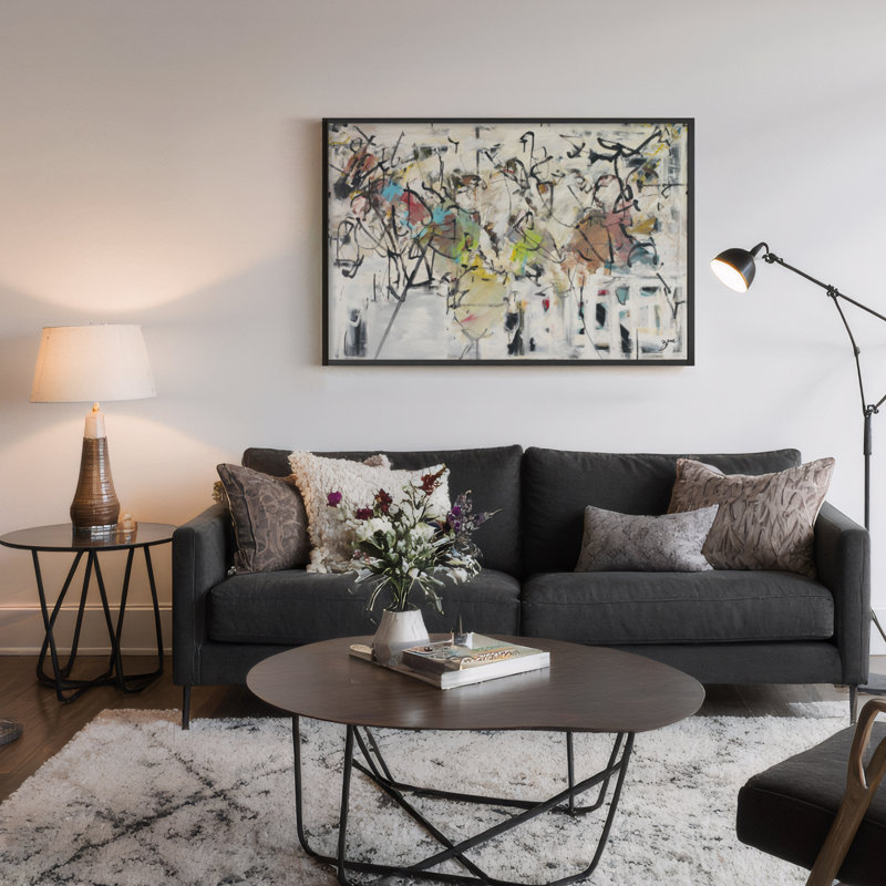 «Abstract IX» par Salvatore Principe, reproduction sur toile, H 10 po x l 14 po, Art mural noir encadré texturé, Noir