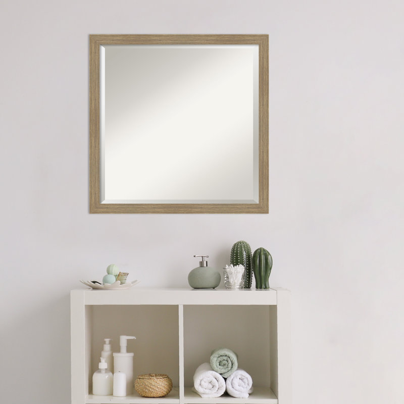 Miroir mural en bois Jobany, Brun, 22 po x 22 po, Carré