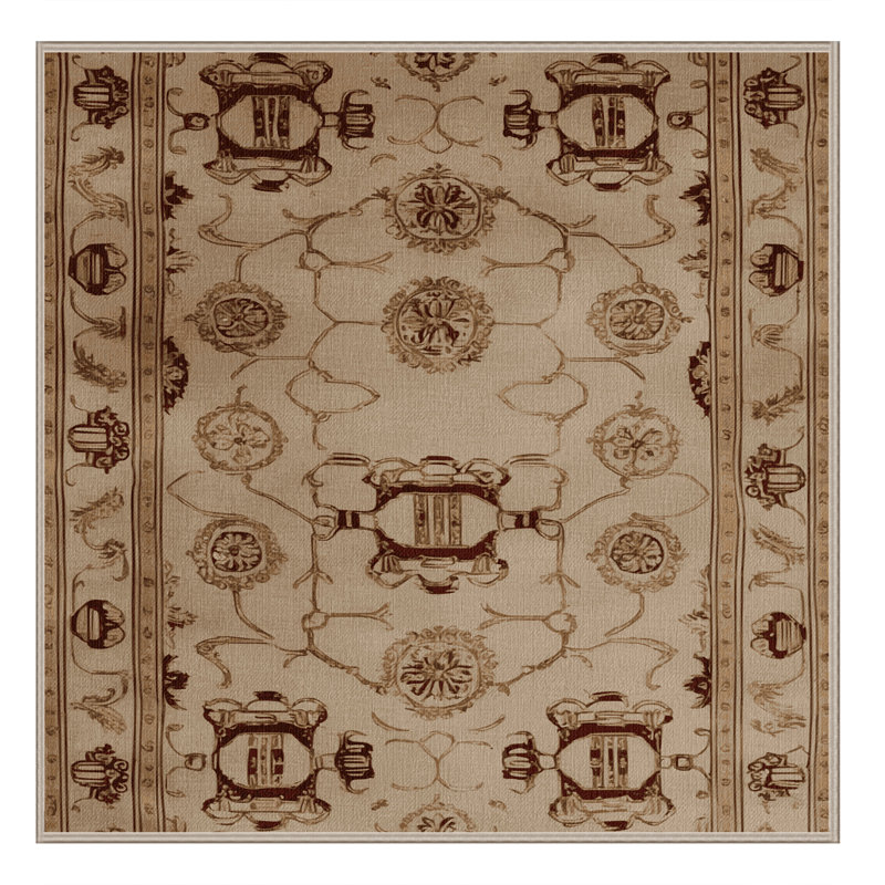 Tapis beige français lavable à la machine, Carré 6 pi