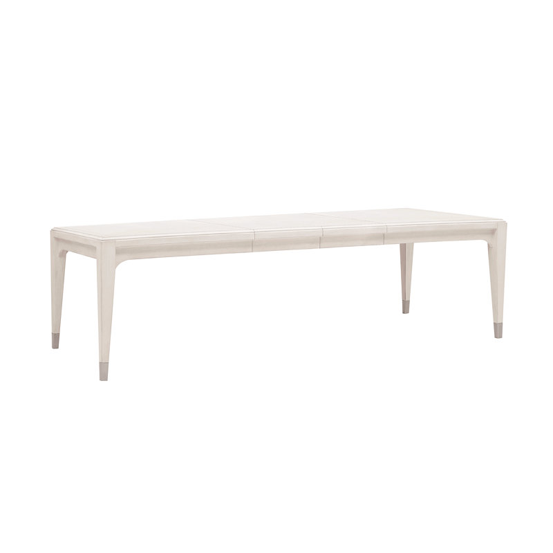 Beige and White Extendable Wood Rectangular Dining Table
