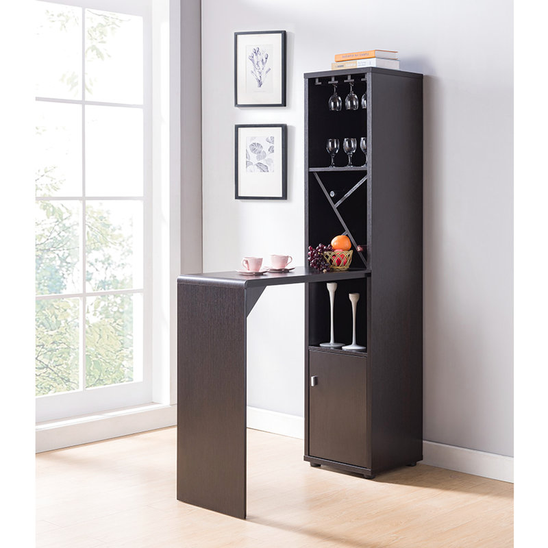 Unité de bar de style rouge avec rangement pour bouteilles de vin et armoire de présentation