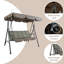 Balancelle de patio à 3 places Kozyard Alicia, balançoire à baldaquin d'extérieur avec cadre en acier, baldaquin réglable et coussins amovibles pour terrasse de jardin, rayure lime-28015069