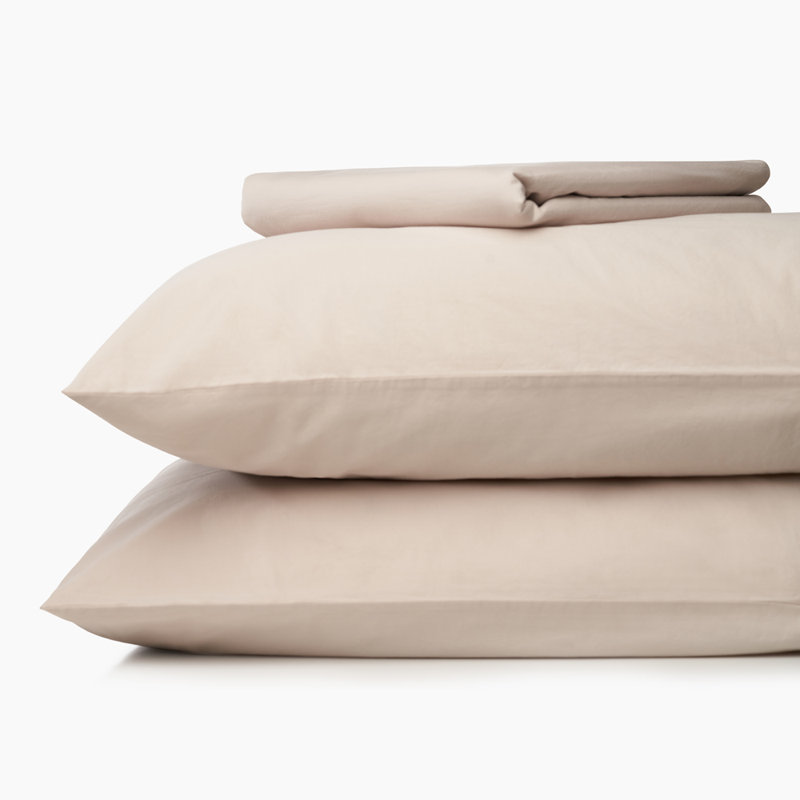 Egyptian-Quality Cotton Percale Standard Sheet Set, Tan, Queen