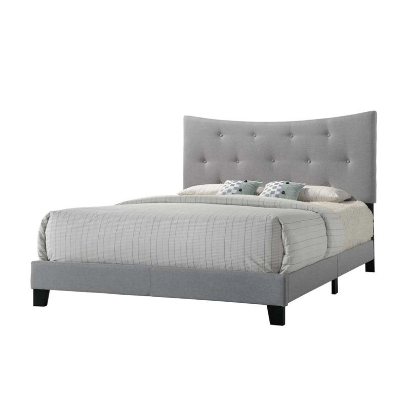 Grand lit en gris - Fabrication et tissu d'aspect contemporain avec rembourrage durable