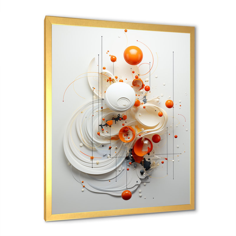 Symétrie orange et blanche en spirale I - art mural géométrique abstrait pour le salon, H 32 po x l 16 po x P 1 po