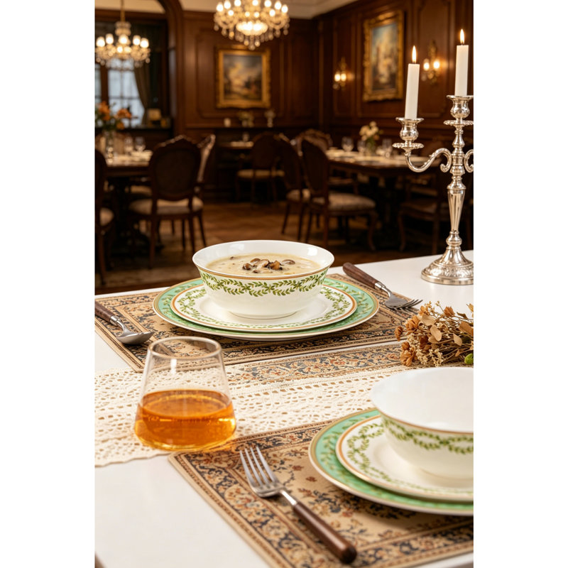 Ensemble de salle à manger en porcelaine tendre 12 pièces pour 4, assiettes et bols légers résistants à l'écaillage vert artistique