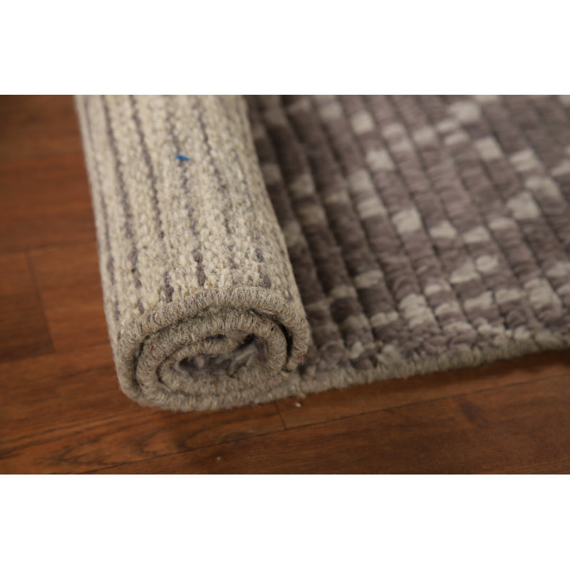 Handmade Brown Wool Moroccan Indian Rug 2x3