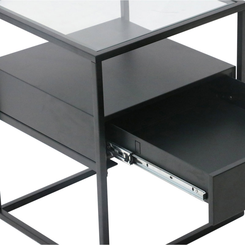 Elenna Glass Top Frame End Table