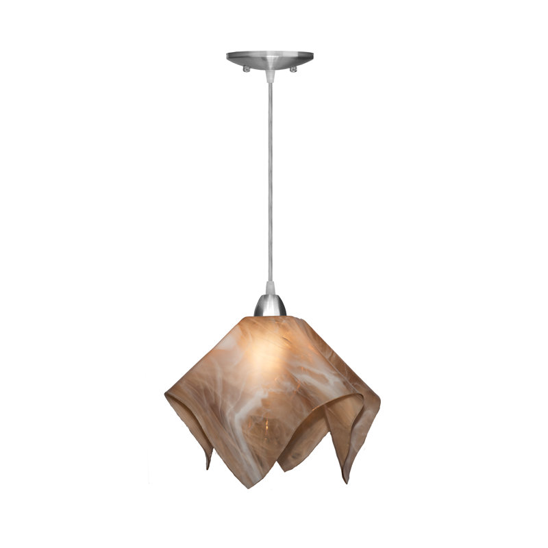 Dale Handcrafted Glass 1-Light Geometric Pendant, Large, Nickel, Lily - Purple Plum