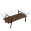Table de salon rectangulaire avec plateau en verre transparent et construction stable