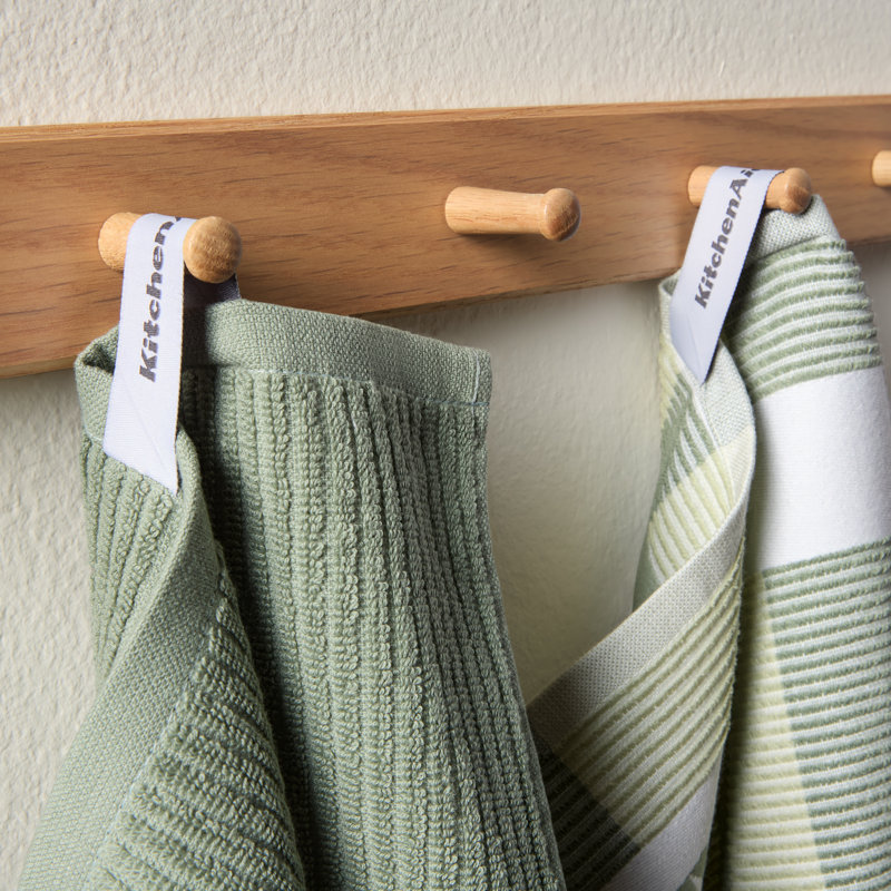 KitchenAid Micro Rib Striped Linen Set, Cardamom