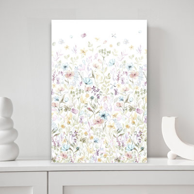 Art contemporain, art mural délicat abstrait avec fleurs printanières