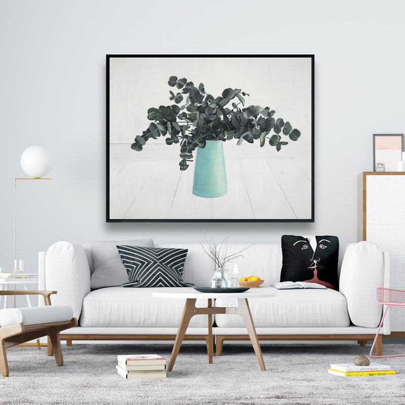 Bouquet d'eucalyptus - Toile encadrée turquoise Hygge