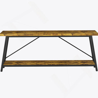 70.9 Inch Extra Long Industrial Sofa Table With 2-Tier Shelves, Rustic Brown For Hallway And Living Room