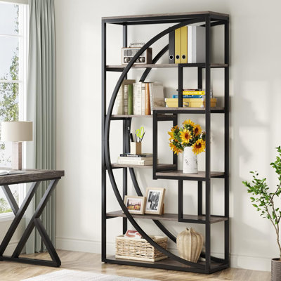 70.47"Height Industrial 5-Tier Etagere Bookshelf With 8 Open Shelves Organizer For Living Room, Bedroom