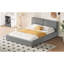 Grand lit plateforme en velours gris - Stable et élégant-1724797324