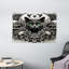 Ebern Designs Gothic Wall Hanging Tapestry Oldschool Spooky Skulls Cat Dark Grey Green Eggshell-965122585