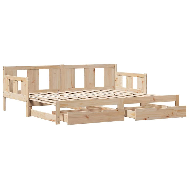 Daybed With Drawers Without Mattress Solid Wood, 181 x 193.5 cm