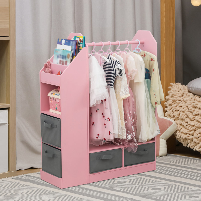 Système d'organisation en bois manufacturé Hadiyaah, Rose