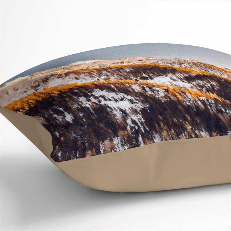Winter in the Mountains Cushion with Filling, 40cm H x 40cm W x 15cm D, Stone